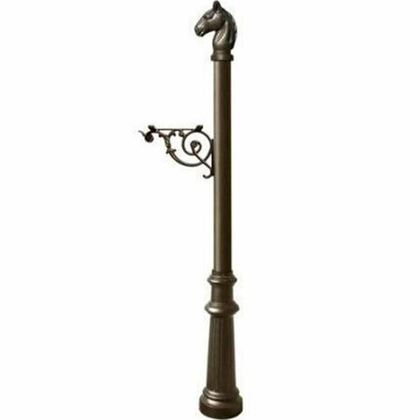 Lewiston Support Bracket Post System with Fluted Base & Horsehead Finial, Bronze LPST-801-BZ